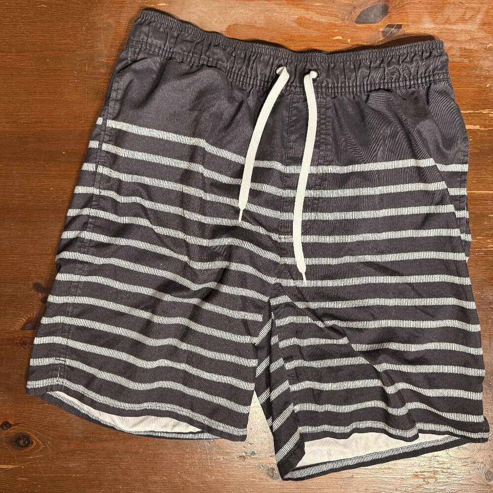 Old Navy Mens Swim Trunks Slate Grey White Stripes Size SP